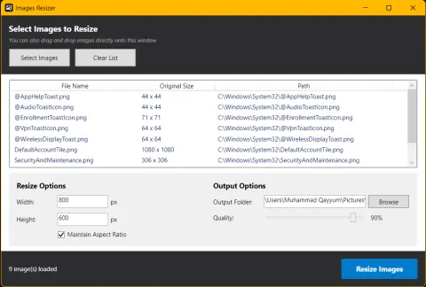 Images Resizer preview