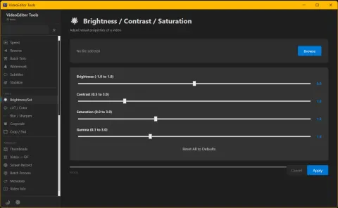 Video Brightness Contrats Saturation Adjust