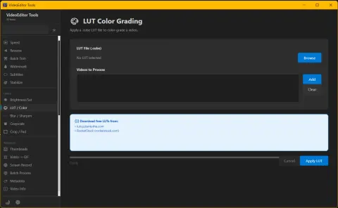 Video LUT Color Grading