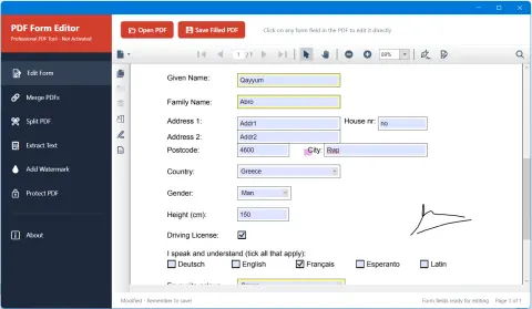 PDF Form Editor preview